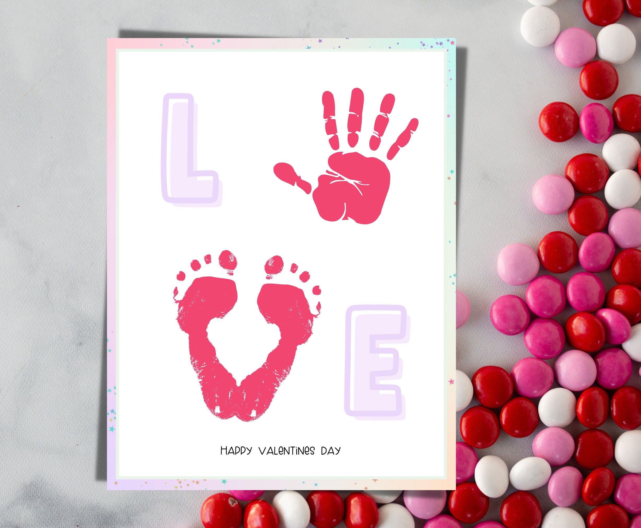 Valentine Handprint Keepsake Template. Footprint Art. V-DAY ...