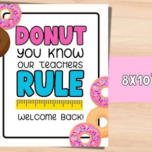 Welcome back to school teachER gift, teacher donut signs, Teacher appreciation signs. thanks a latte, PTA PTO sign Donut box sign.