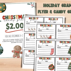 Flyer voor inzamelingsactie voor Christmas Candy Gram voor inzamelingsactie PTA.Holiday School. Bewerkbare flyer voor PTO-evenement.