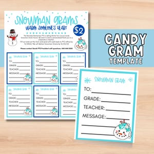 Sneeuwpopgram | Gesmolten sneeuwpop | Cacao Gram SCHOOL. Flyer voor inzamelingsactie met sneeuwpopsnoep voor PTA Hot Cocoa Gram. Bewerkbare flyer voor PTO-evenement. P