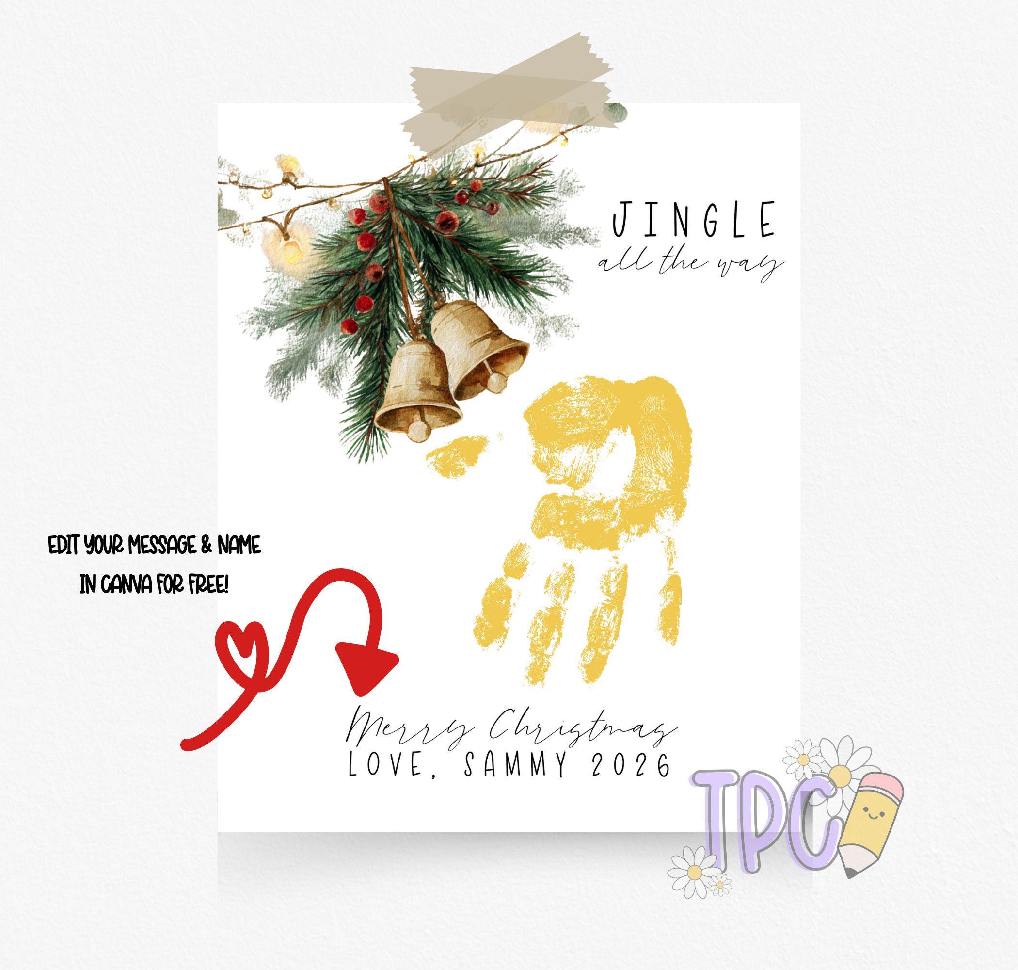 Handprint Bell Christmas Handprint Keepsake Template. Jingle Bells First Christmas ...