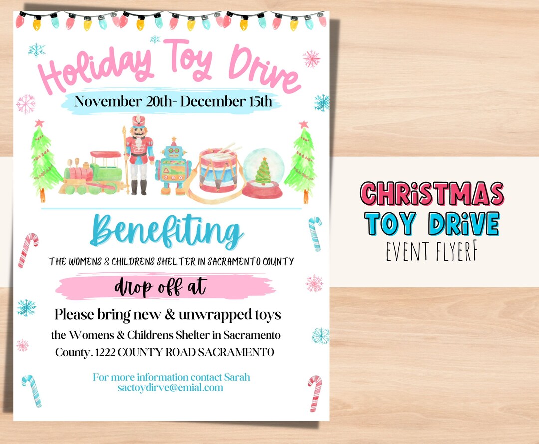 Editable Toy Drive Flyer. Holiday Toy Drive Template. Etsy