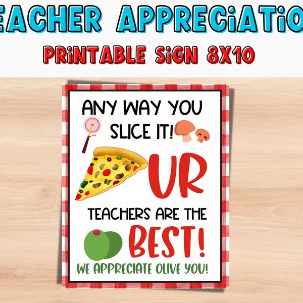Teacher Appreciation Pizza Lunch 8x10 Etsy