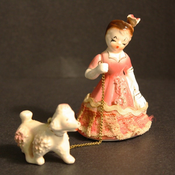 Vintage, Porcelain Lady Walking her Poodle