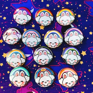 LGBTA+ Pride Bunnies Pinback Button 1.5&quot;