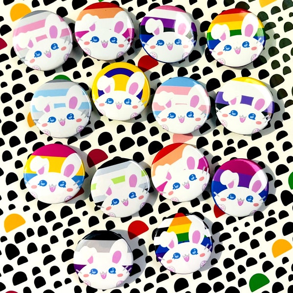 LGBTA+ Pride Bunnies Pinback Button 1.5"
