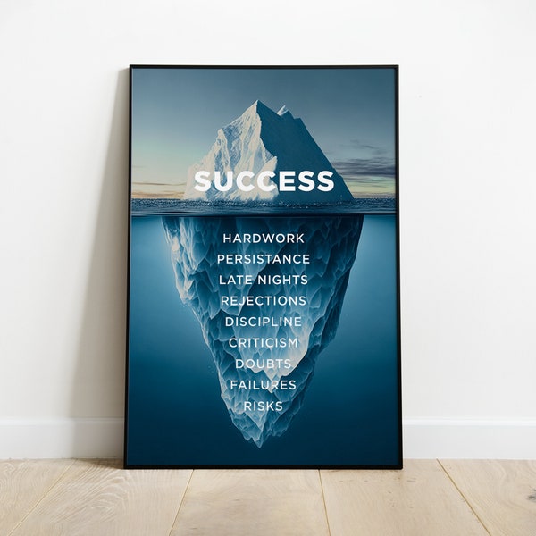 Motivational Decor, Motivational Print, Success Iceberg, Digital Download, Wall Art, Success Wall Art