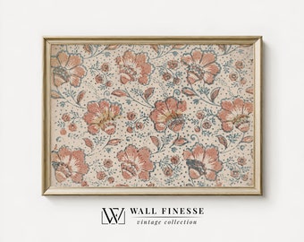 Vintage Textile Leaves Pattern Print | Antique Pattern | Vintage Wall Decor | Printable Digital
