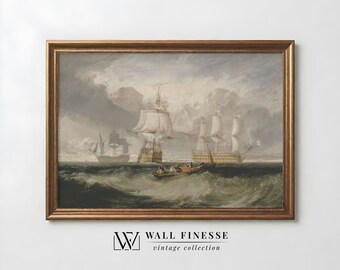 Dipinto antico "Ritorno vittorioso" / Stampa di paesaggio marino d'epoca / Dipinto a olio marino / Collezione nautica / Stampa digitale