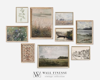 Printable Vintage Gallery Wall Art SET | Antique Prints Warm Aesthetic Decor DIGITAL | Set of 9 | Digital Download | No.3