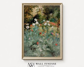 Pintura de amapolas vintage / Arte descargable de amapolas / Impresiones de flores vintage / Arte imprimible / Arte digital imprimible