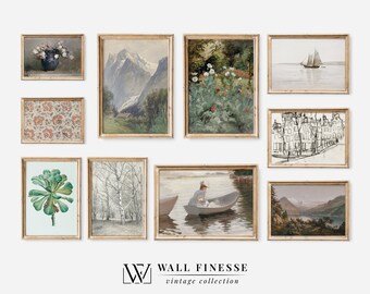 Vintage European Gallery Wall Print |  Set of 10 | Vintage Home Decor | Dining Room | Printable Art | Digital Download