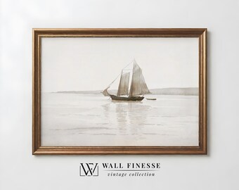Dipinto di vela antica / Stampa di paesaggio marino d'epoca / Dipinto a olio marino / Collezione nautica / Stampabile digitale