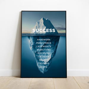 Motivational Decor, Motivational Print, Success Iceberg, Digital Download, Wall Art, Success Wall Art