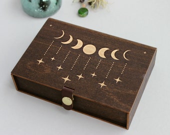 Moon phases Crystal or Tarot box. Wiccan keepsake / altar box