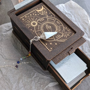 Two Tarot Deck Box Storage Crystal Pendulum And Dowsing Board Set Altar Kit Sister Birthday Gift