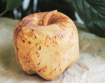 Wooden apples carved wood fruit teacher gifts, wedding gift. Decorative fruit centerpiece  wood apple