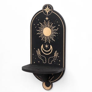 Celestial mushroom shelf pendulum holder, Mushroom decor Altar shelf crystal display image 15
