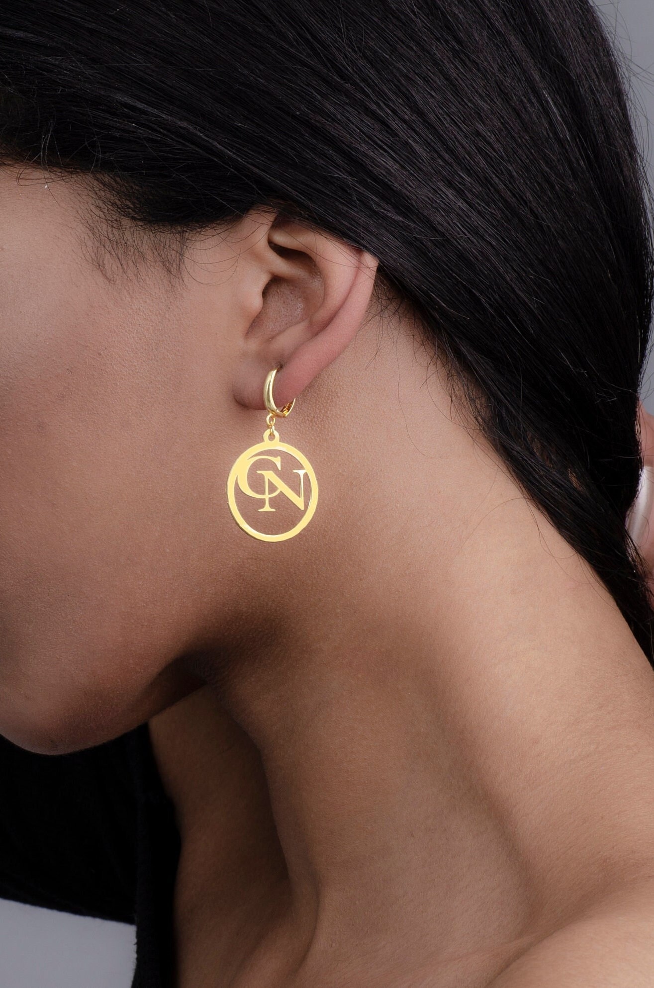 Personalized Gold Earring with Initials, Dainty Letter Earrings, Hoop Earrings Halloween Jewelry