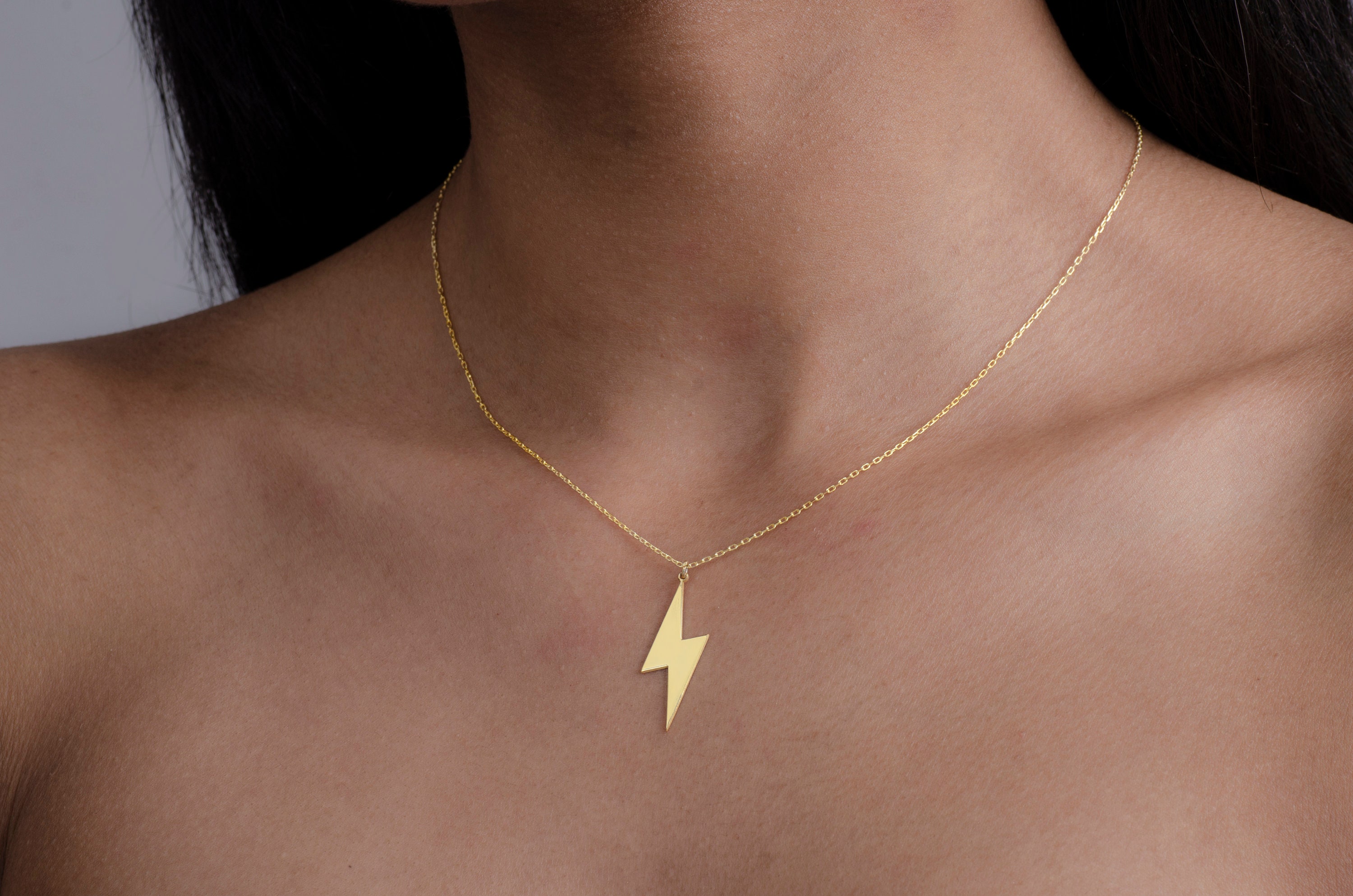 Gold Lightning Necklace , Custom Lightning Necklace , Gift for Mom ,  Lightning Charm , Lightning Necklace - Etsy