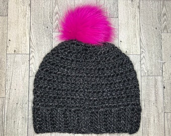 Crochet Black Sparkle Hat