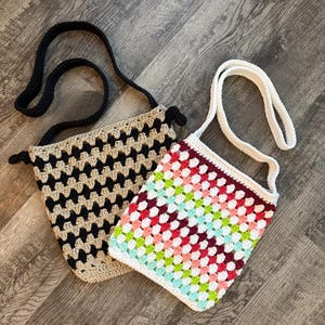 Bolso bandolera de ganchillo hecho a mano con puntada de abuela / Bolso 100% algodón imagen 6