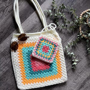 Bolso de mercado de ganchillo estilo abuela / Bolso de mano hecho a mano / Bolso de playa / Bolso de ganchillo estilo boho Mommy & Me
