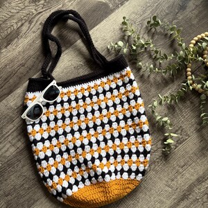Bolso de mercado de ganchillo estilo abuela / Bolso de mano hecho a mano / Bolso de playa / Bolso de ganchillo estilo boho Knight Stripe