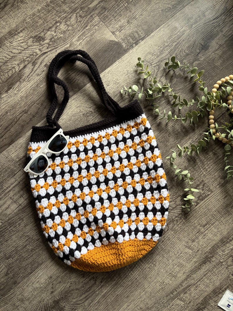 Bolso de mercado de ganchillo estilo abuela / Bolso de mano hecho a mano / Bolso de playa / Bolso de ganchillo estilo boho Knight Stripe