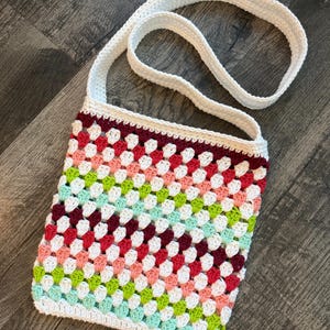 Bolso bandolera de ganchillo hecho a mano con puntada de abuela / Bolso 100% algodón imagen 5