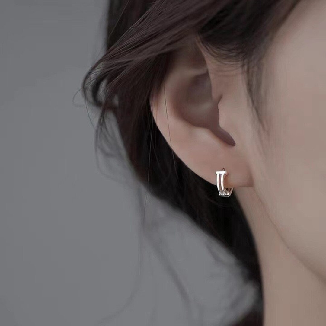 Pair Of Star Huggie Hoop Earrings In Sterling Silver, Dangle Star Hoop U2013 Silver Rain Silver