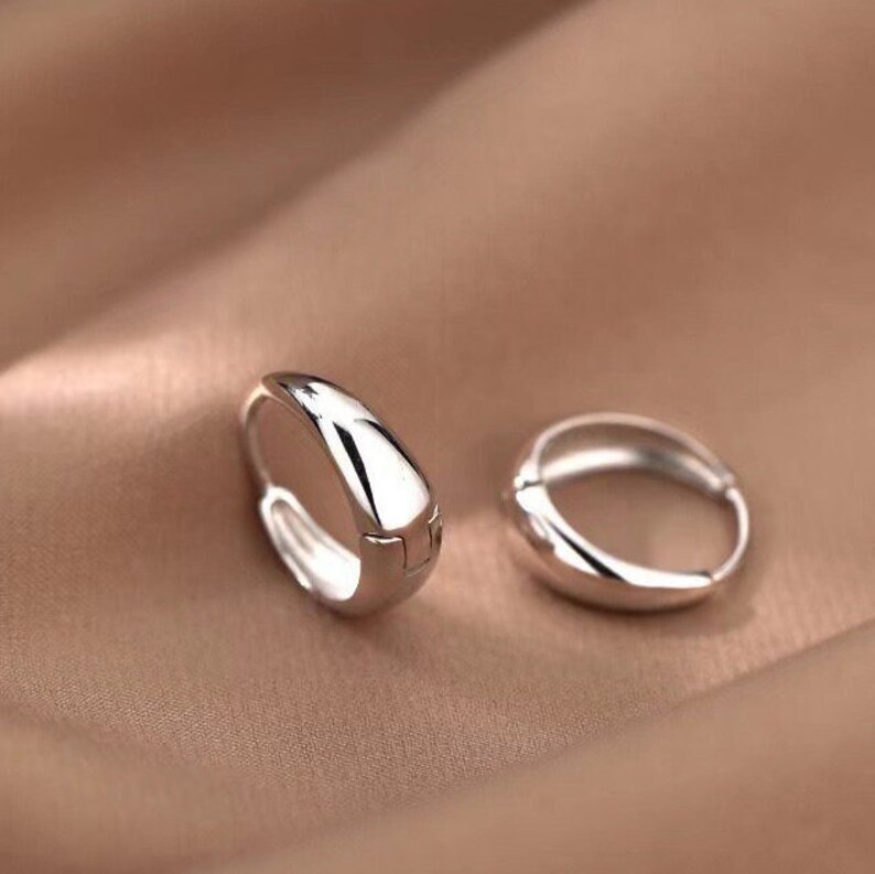 Sterling Silver Huggie Hoop Earrings 925 Silver Small Chunky Etsy