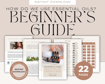 May include: A beginner's guide to using essential oils with 22 pages of information. The guide includes information on what essential oils are, how to use them, and dilution charts. The guide is in a digital format and is available for instant download.