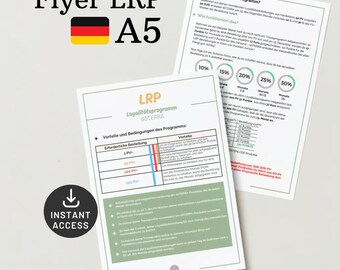 May include: A flyer for a loyalty program called LRP, which stands for Loyalty Rewards Program, from doTERRA. The flyer is in German and features a table outlining the program's benefits and requirements. The flyer also includes a German flag and the text "Instant Access".