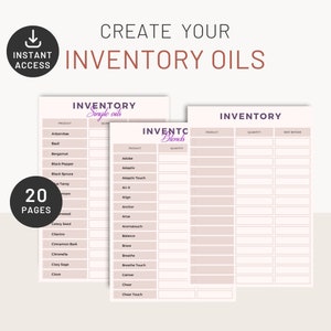 doTERRA essential oils minimalist inventory, checklist. Printable sheet/Digital Download/Oil Spread Sheet