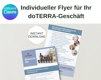 May include: A flyer for doTERRA essential oils, featuring a blue and white color scheme with a photo of essential oil bottles. The flyer highlights the benefits of using doTERRA essential oils, including boosting the immune system, promoting emotional well-being, and supporting overall health. The flyer also includes a call to action to learn more about doTERRA essential oils.
