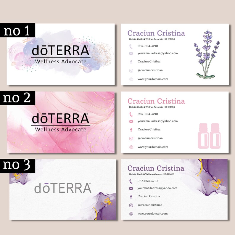 Printed Doterra Business Cards, Custom Doterra Business Card, Essential ...