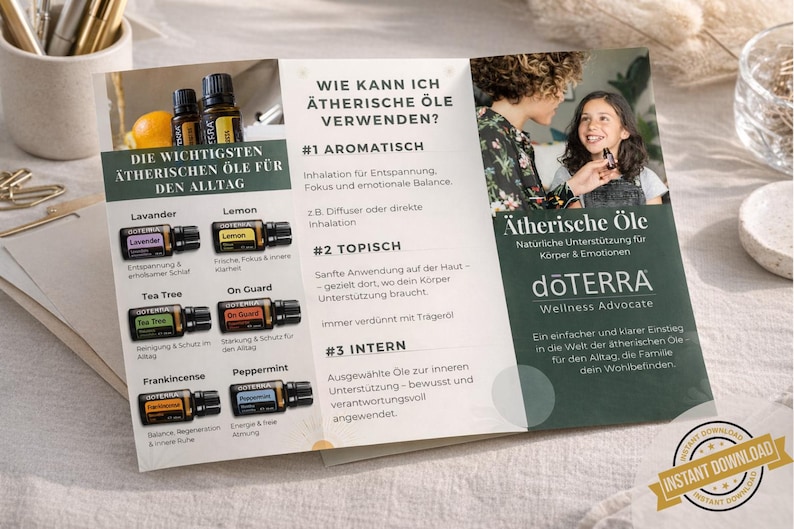 doTERRA Trifold Flyer | Ätherische Öle einfach erklärt | Canva Vorlage | Editierbar & Druckfertig image 1