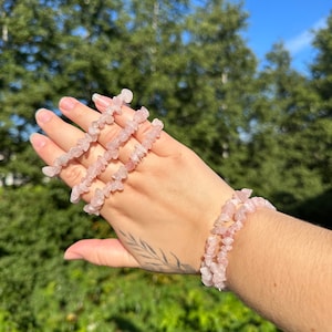 Rose quartz chip bracelets