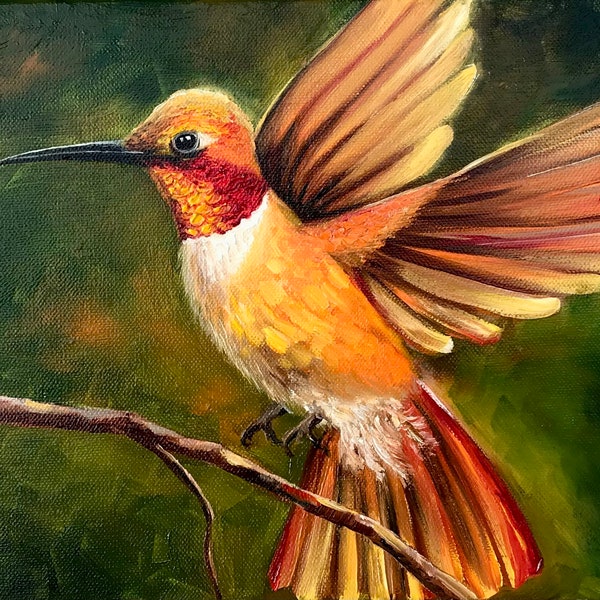 Einzigartige Vogelkunst kleine Colibri Originalmalerei auf Bestellung
