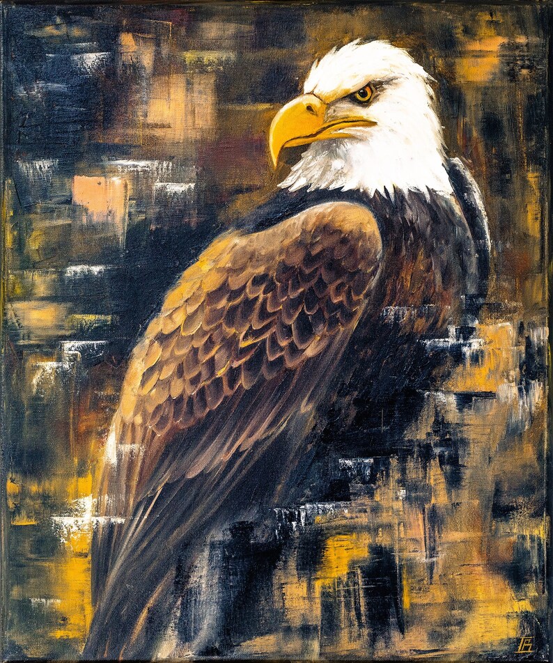 Original Oil Painting Eagle Bird Unique Animal Art Painting - Etsy