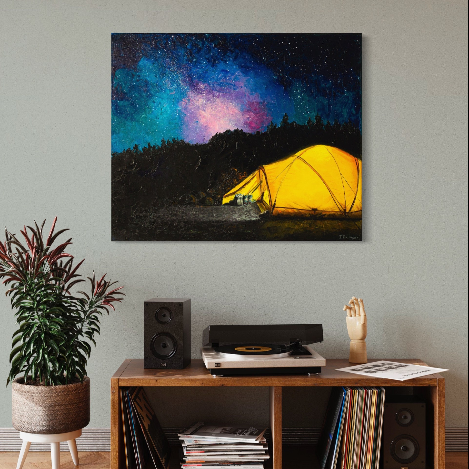 Camping Painting Tent Oil Painting 8 by 10 Starry Night Orig - Inspire  Uplift