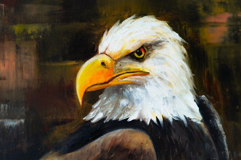 Original Oil Painting Eagle Bird Unique Animal Art Painting - Etsy