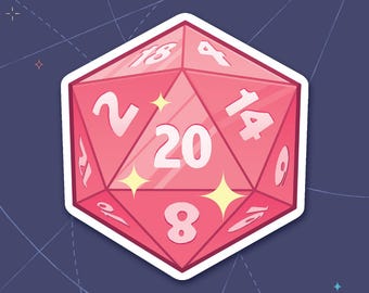 Pink Natural 20 Sticker | D20 20-sided Die