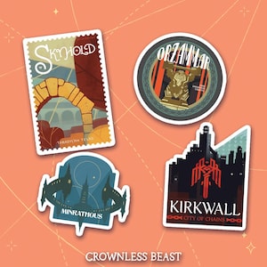Pakiet naklejek Dragon Age Travel | Odwiedź Thedas! Orzammar, Skyhold, Kirkwall, Minrathous