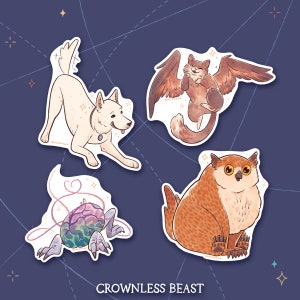Pacchetto adesivi Little Buddies di Baldur's Gate 3 / Scratch, Tara, Us, Owlbear Cub!