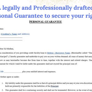 Modelo de Garantía Personal Profesional / Documento de Garantía de Préstamo Legalmente Vinculante / Protección del Prestamista y Recuperación de Deudas