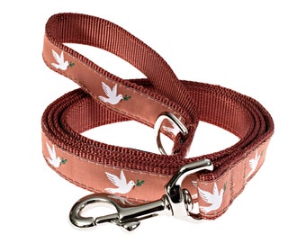 Wedding Doves Marriage Love Rose Gold Champagne Peace Olive Branch Handmade Nylon Webbing Dog Leash With D-Ring