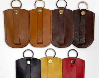 Leather Key Holder: Snap Closure Key Fob with Metal Rings