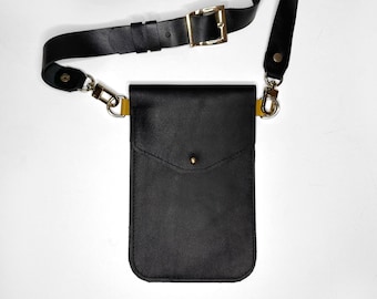Bolsa de couro legítimo para celular: bolsa transversal fina com alça ajustável